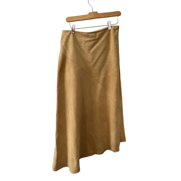 Banana Republic Asymmetric Suede Maxi Skirt Camel 4 - Picture 1 of 8